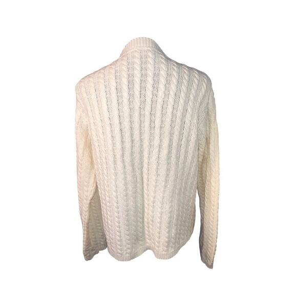 JP Beringer ladies size S/M yellow cable net crewneck pouch pocket USA sweater ￼ - Picture 3 of 8